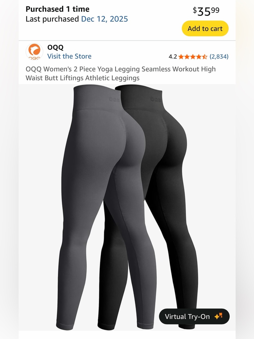 Never worn 2 pack Seamless, High-Waist, Butt lifting Leggings - Gray & Black